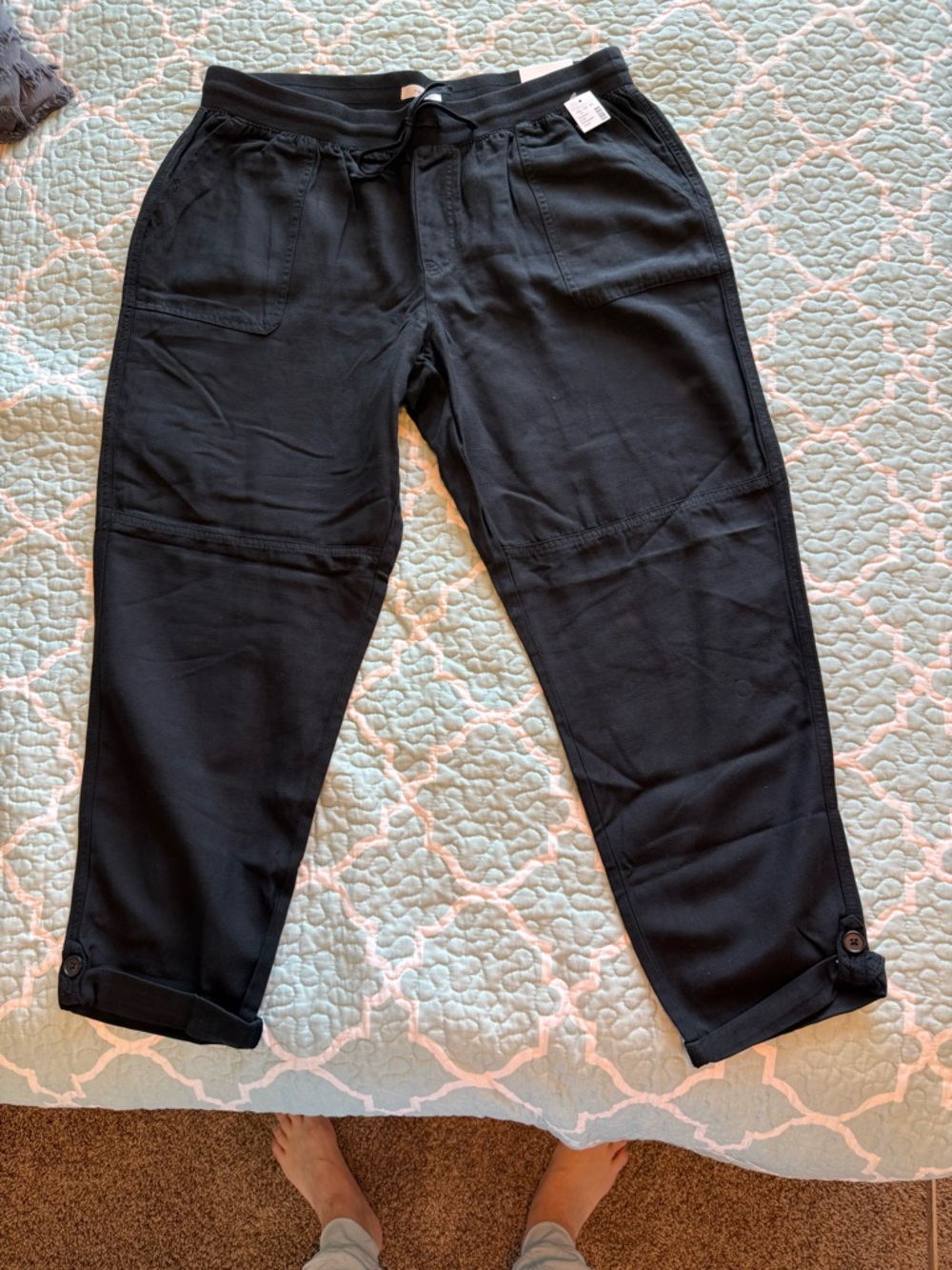 Maurices Weekender Pants 14W Black Pull On Capri Elastic Waist Lyocell Blend - Picture 6 of 9